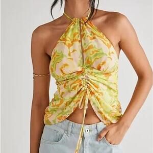 Free People Kyle Printed Top Halter - in Citrus Combo